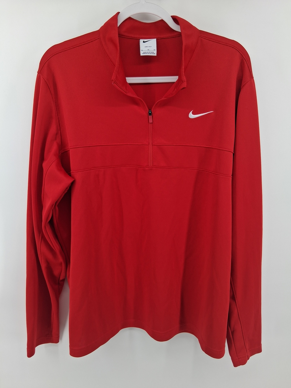 Nike Red Long-Sleeve Half-Zip Pullover with White Swoosh
